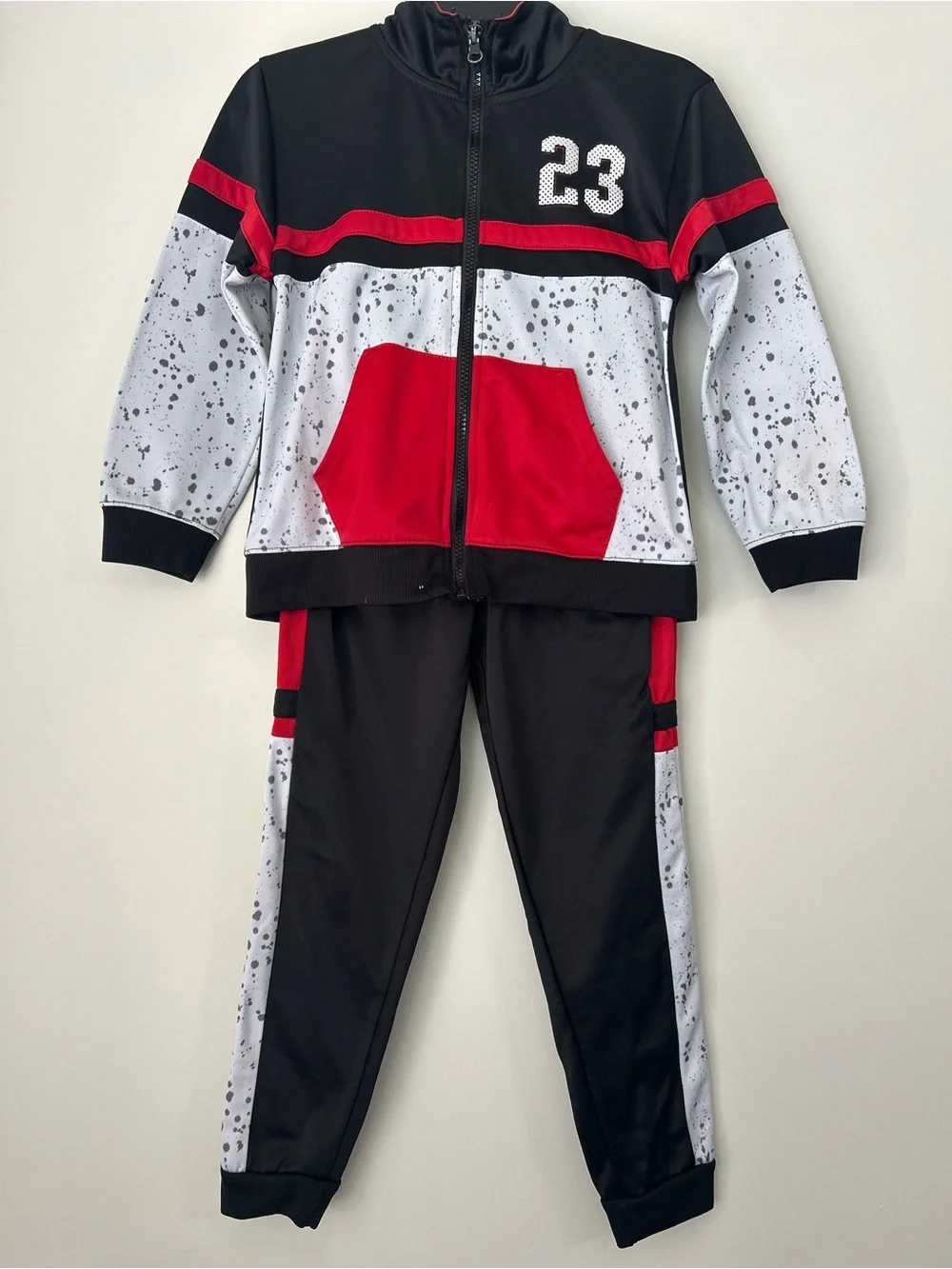 Kids Jacket and Joggers Sports Outfit Red Black White Boyd Pants Set 2 pc Size 7